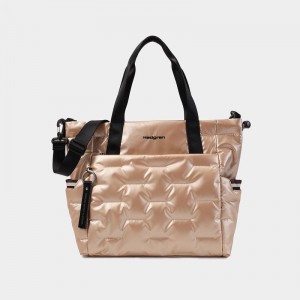 Beige Women's Hedgren Puffer Tote Bags | ONU10061XZ