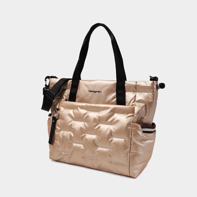 Beige Women's Hedgren Puffer Tote Bags | ONU10061XZ