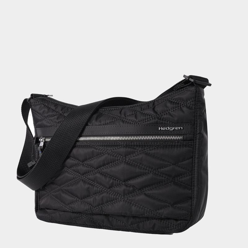 Black Women's Hedgren Quilted Harper's Rfid Shoulder Bags | SAN8480IM