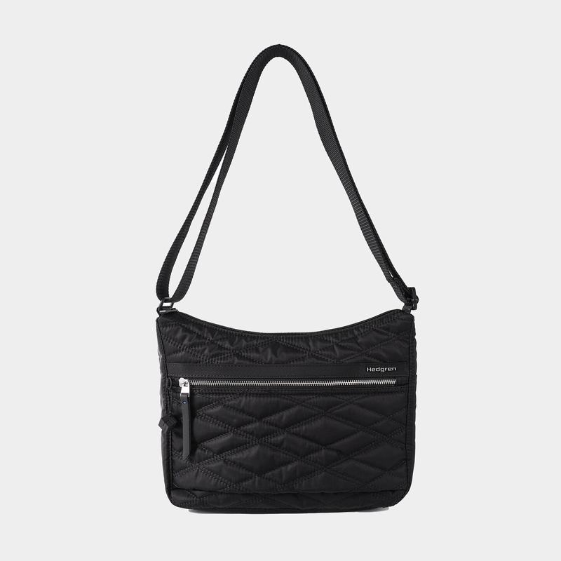 Black Women's Hedgren Quilted Harper's Rfid Shoulder Bags | SAN8480IM