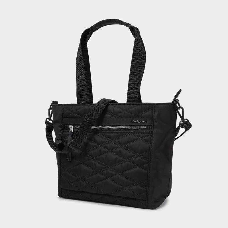 Black Women's Hedgren Zoe Medium Rfid Tote Bags | CXD1877GD