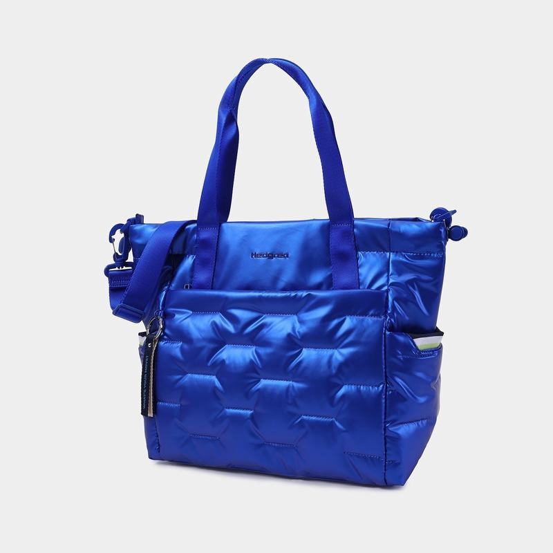 Blue Women's Hedgren Puffer Tote Bags | WUL3430RR