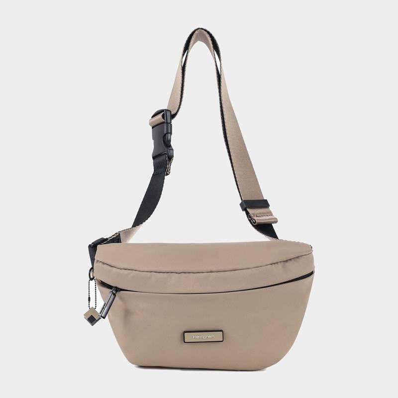 Grey Beige Women's Hedgren Halo Belt Bags | UEC4489BK