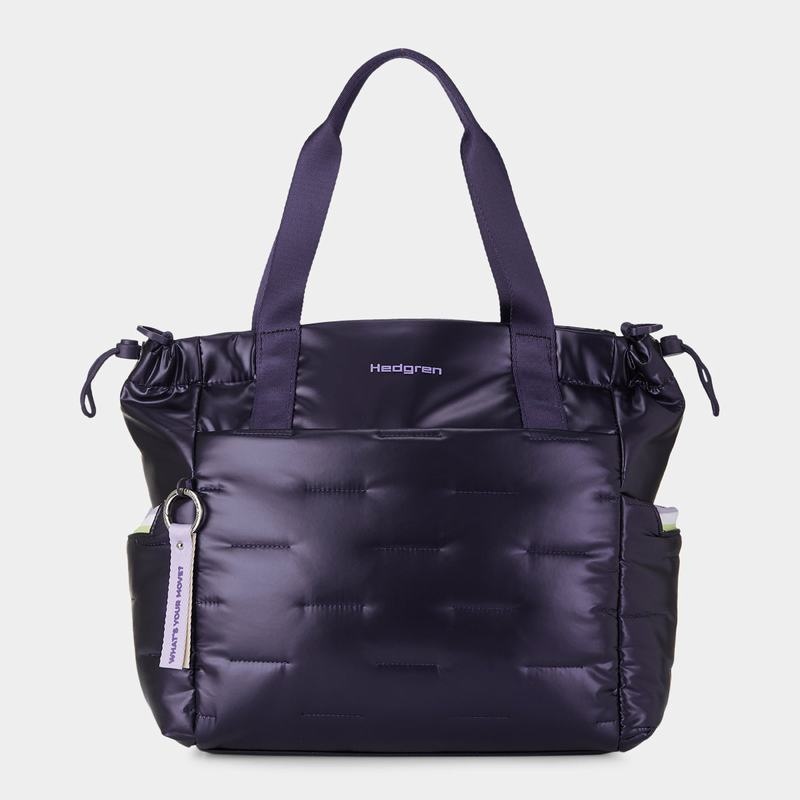 Purple Deep Blue Women's Hedgren Puffer Tote Bags | VTR1725KD