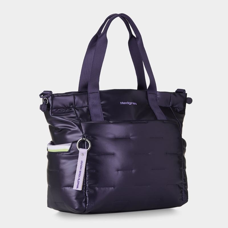 Purple Deep Blue Women's Hedgren Puffer Tote Bags | VTR1725KD