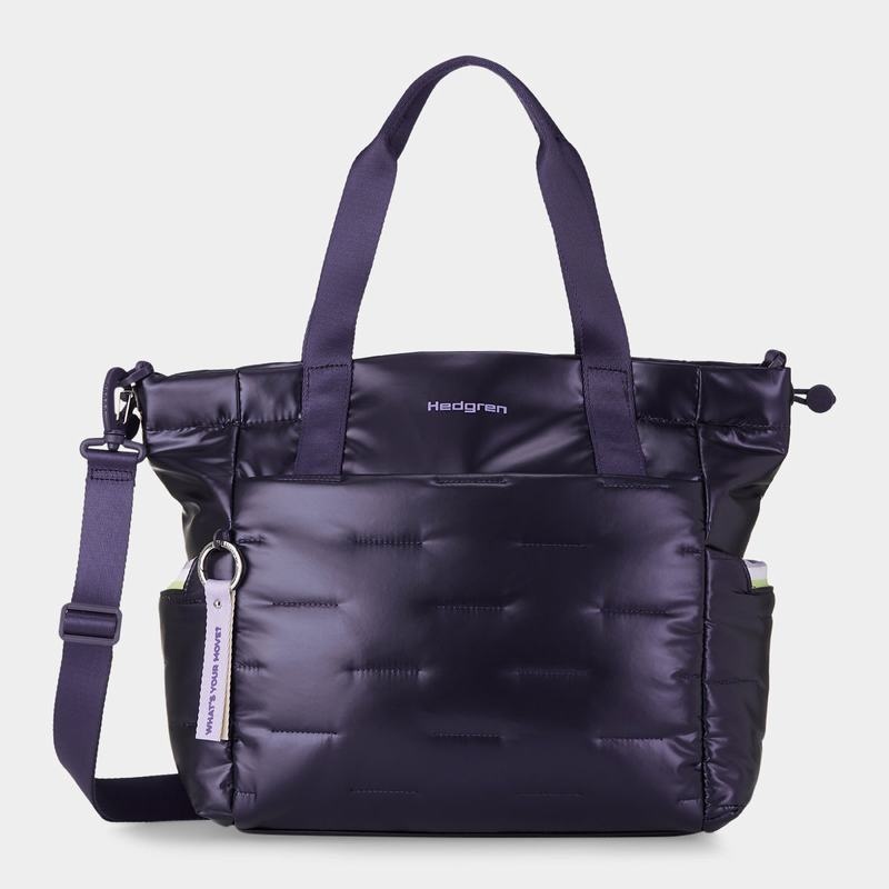 Purple Deep Blue Women\'s Hedgren Puffer Tote Bags | VTR1725KD