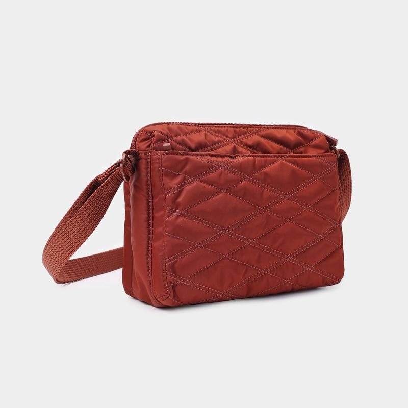 Red Brown Women's Hedgren Quilted Eye Rfid Shoulder Bags | ZAW5349GQ