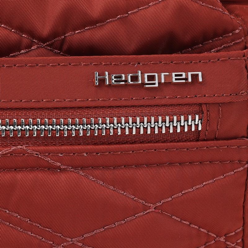 Red Brown Women's Hedgren Quilted Eye Rfid Shoulder Bags | ZAW5349GQ