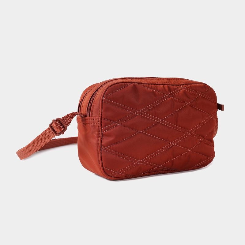 Red Brown Women's Hedgren Quilted Maia Mini Rfid Crossbody Bags | ZCW2766VQ