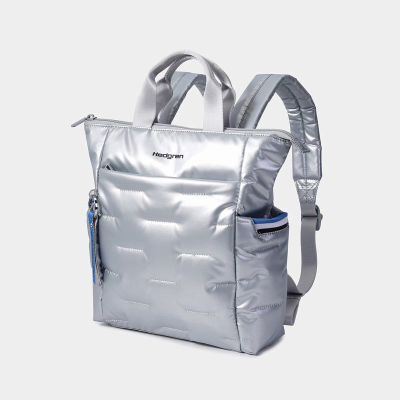 Silver Blue Women's Hedgren Comfy Backpacks | GQF1543RU