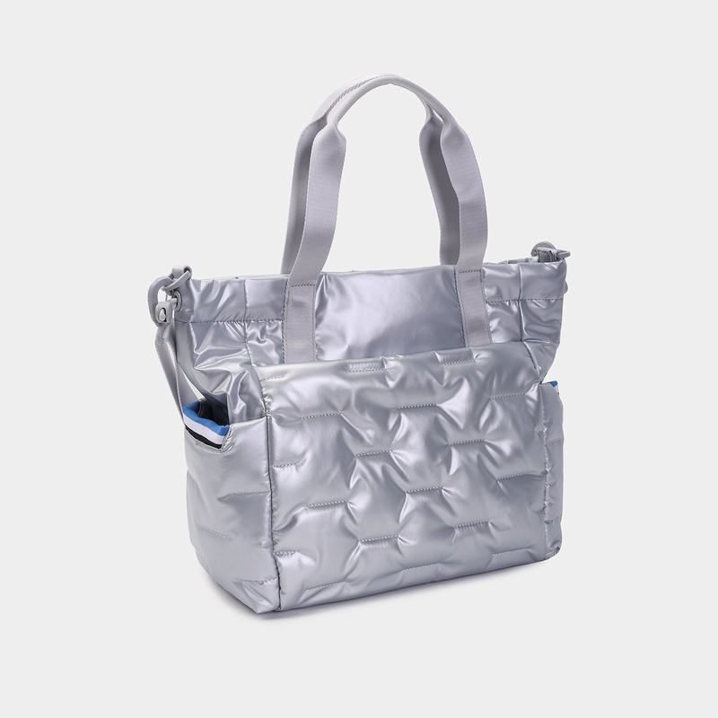 Silver Blue Women's Hedgren Puffer Tote Bags | DUE8827RT