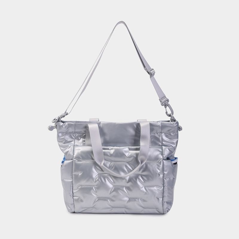 Silver Blue Women's Hedgren Puffer Tote Bags | DUE8827RT