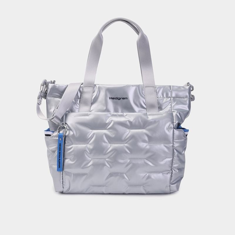 Silver Blue Women\'s Hedgren Puffer Tote Bags | DUE8827RT